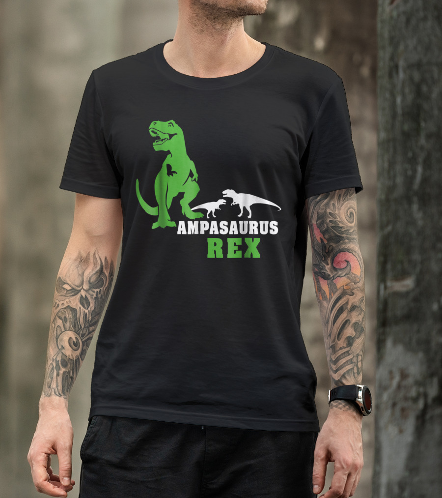 Ampasaurus Rex Dinosaur Graphic With Green And White T-Rex T-Shirt