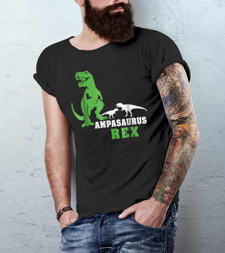 Ampasaurus Rex Dinosaur Graphic With Green And White T-Rex T-Shirt