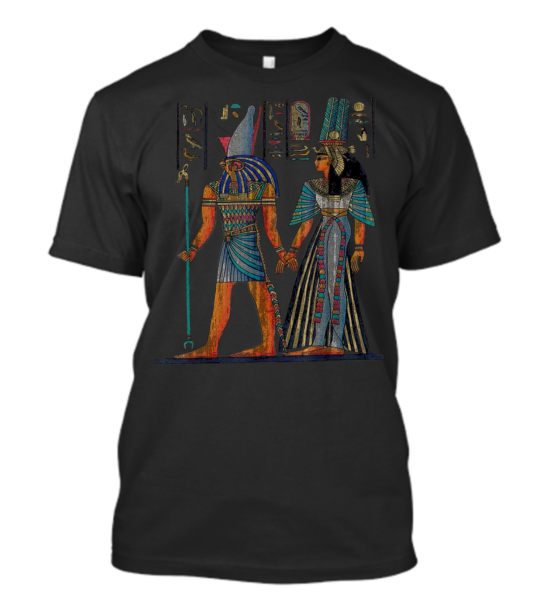Ancient Egyptian God Horus And Goddess In Traditional Attire T-Shirt