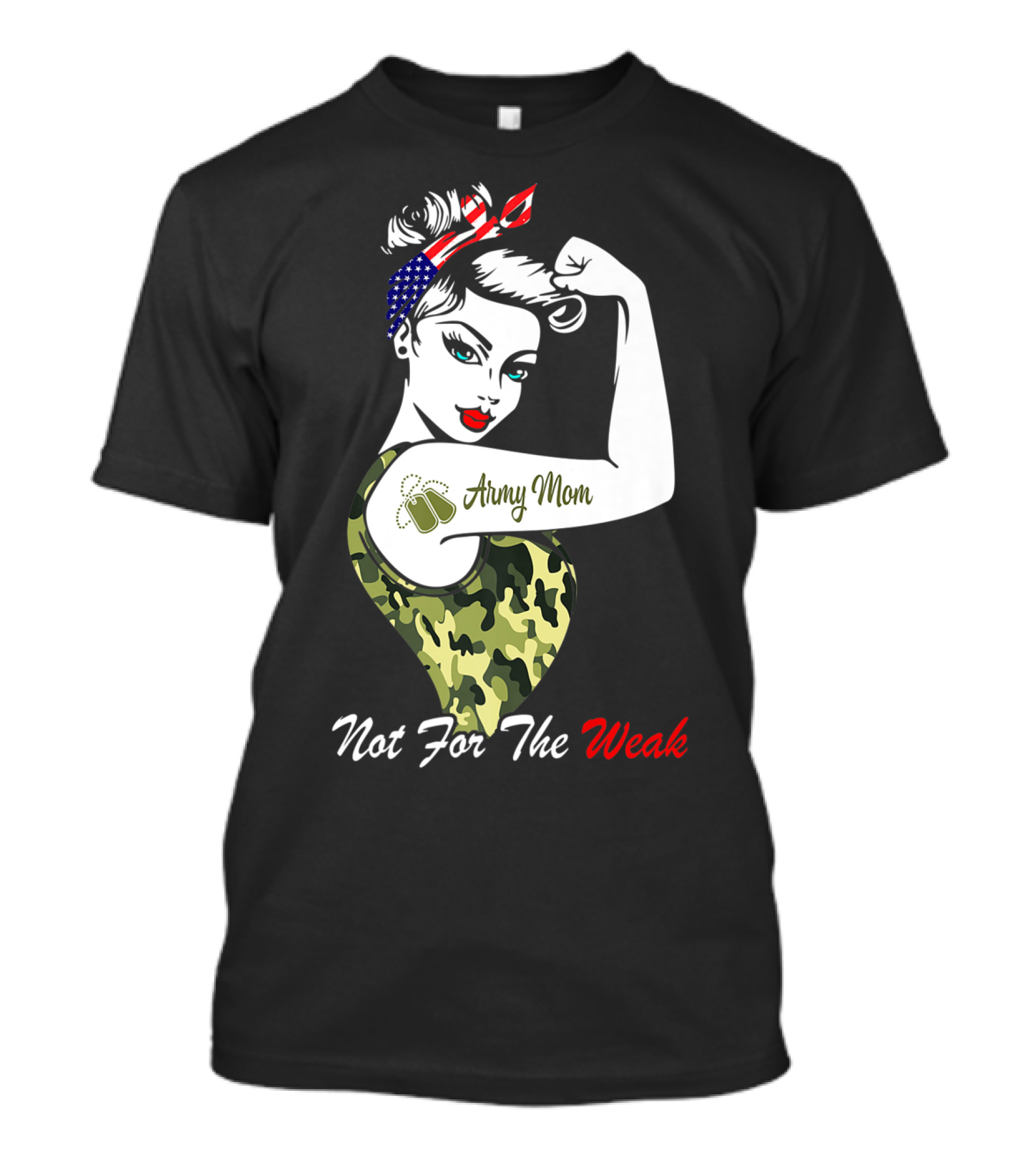 Army Mom Not For The Weak Camouflage American Flag Headband T-Shirt