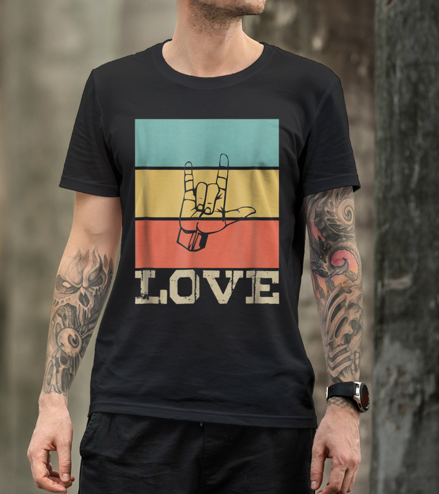 ASL Love Hand Sign Vintage Retro T-Shirt