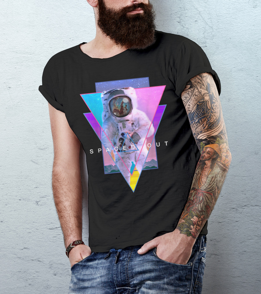 Spaced Out Astronaut Vaporwave Aesthetic Triangles T-Shirt