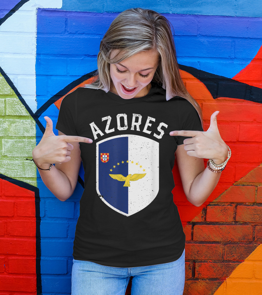 AZORES Portuguese Flag Emblem Eagle Stars Crest T-Shirt