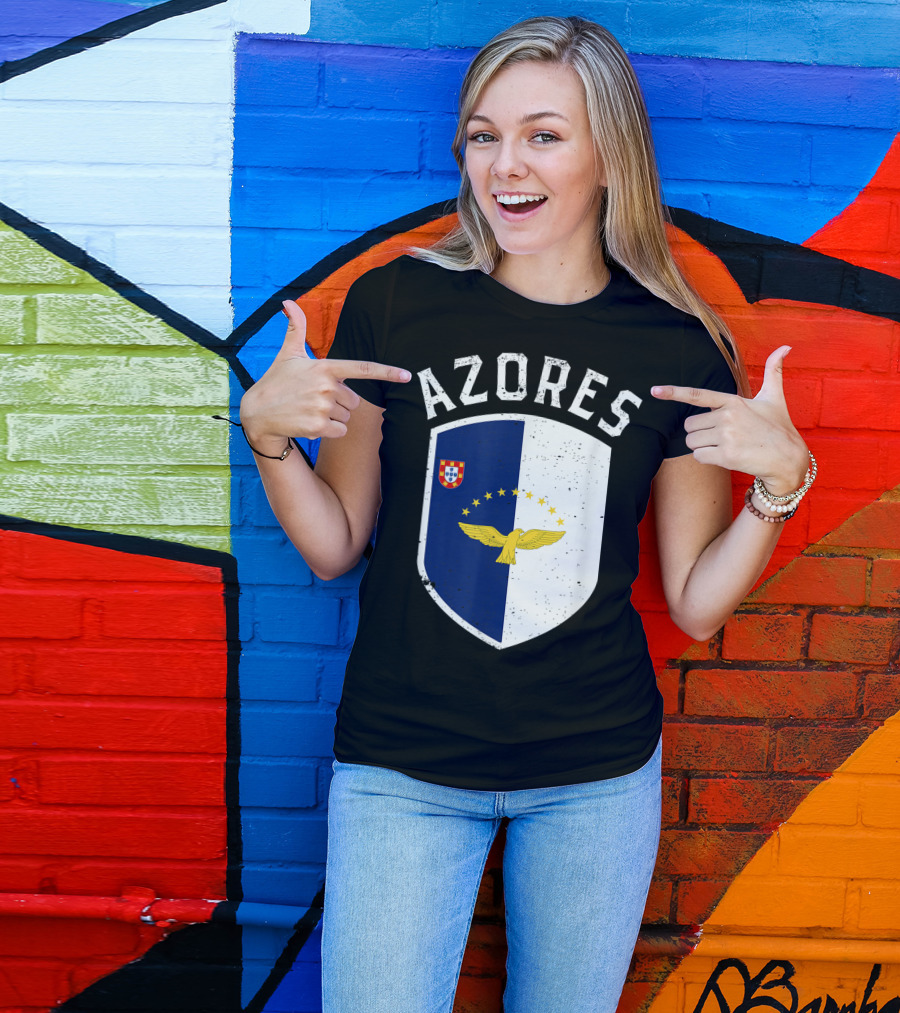 AZORES Portuguese Flag Emblem Eagle Stars Crest T-Shirt