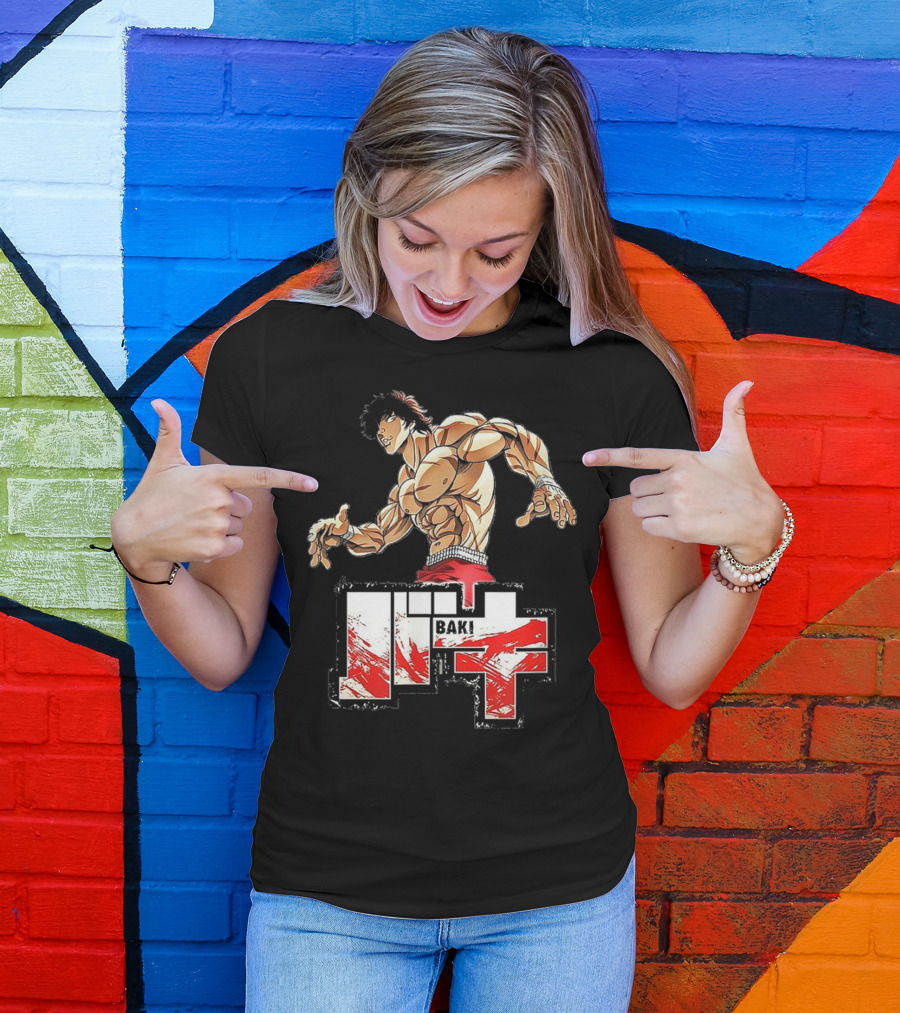 Baki Anime Intense Fighter Illustration Bold Lettering T-Shirt