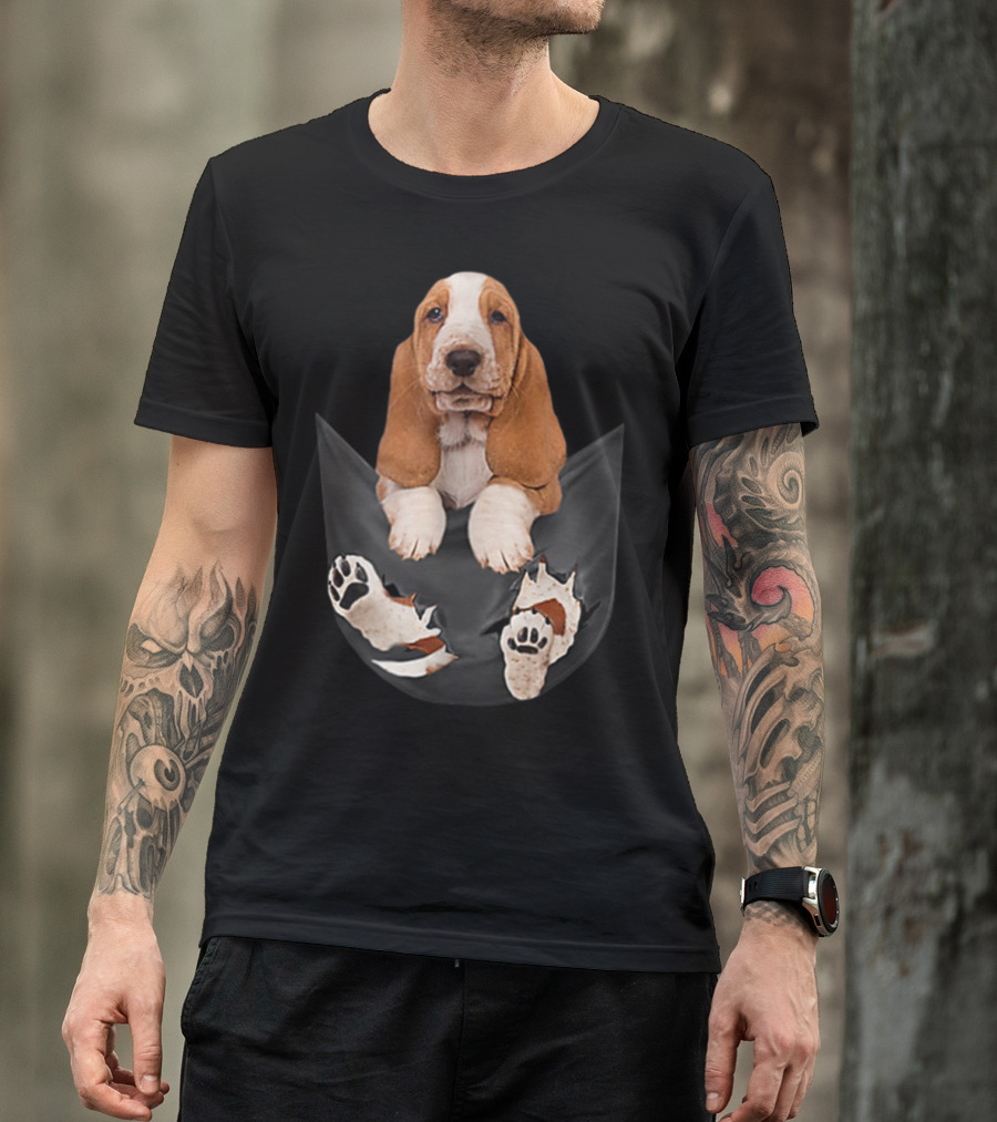 Basset Hound Inside Pocket Funny Dog Lover T-Shirt