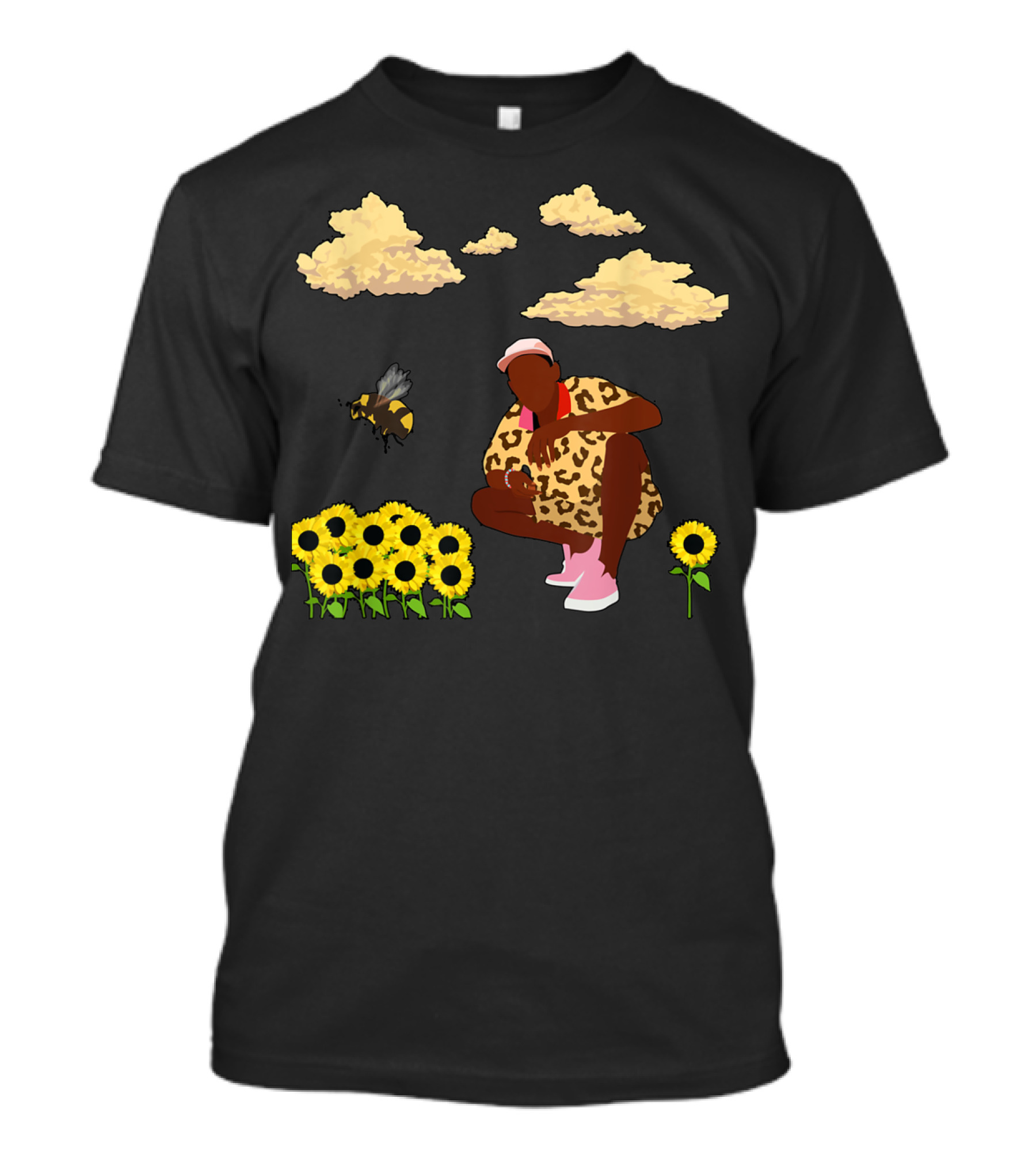 Flower Boy Sunflowers Clouds And Bee T-Shirt