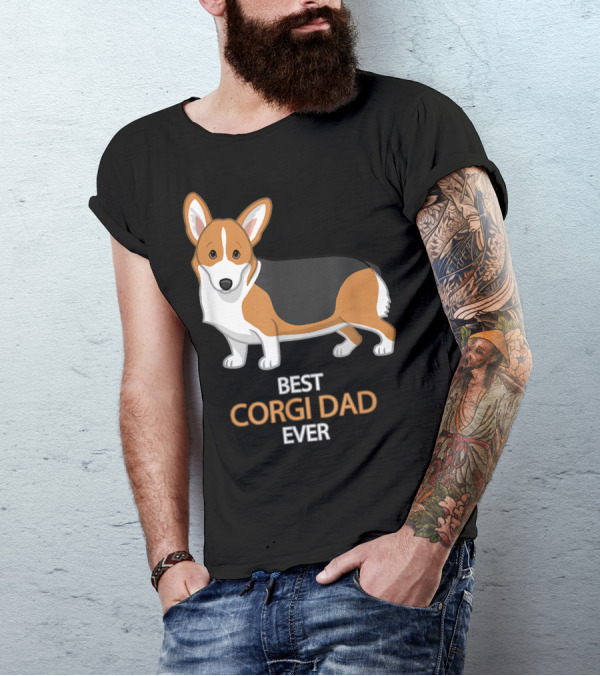 BEST CORGI DAD EVER CUTE RED TRICOLOR PEMBROKE T-Shirt