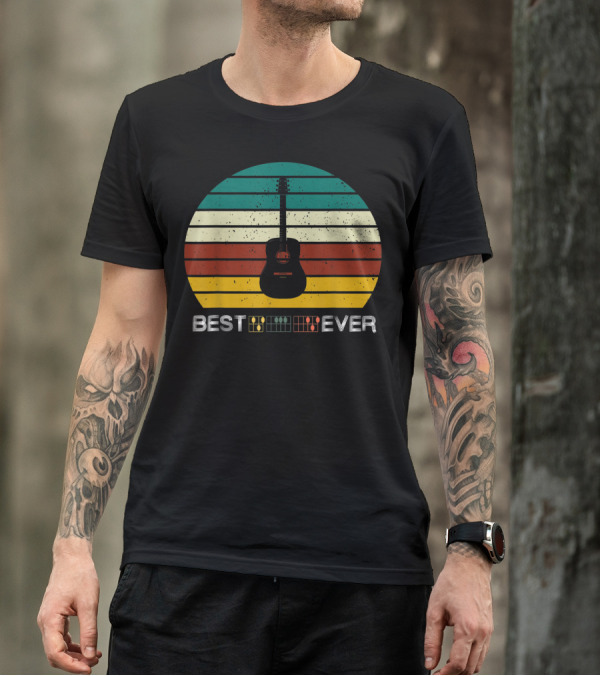 Best Dad Ever Guitar Retro Musician Father T-Shirt