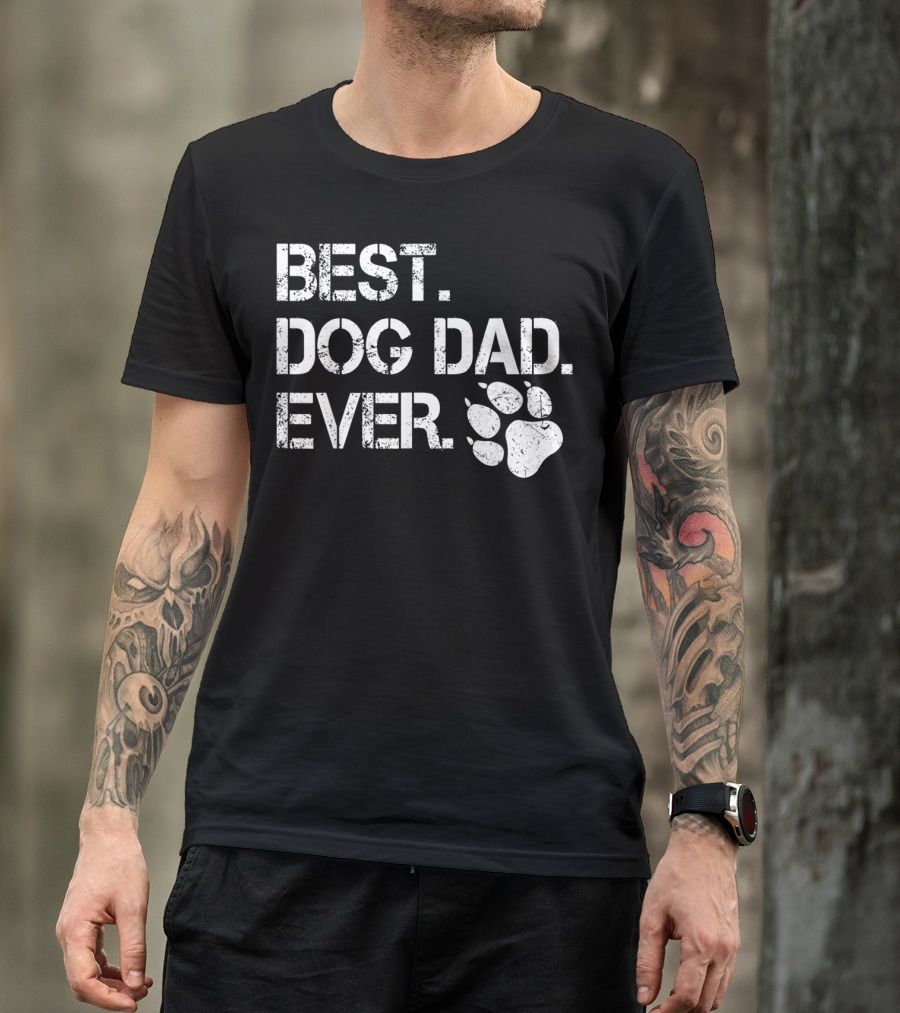 BEST DOG DAD EVER Paw Prints T-Shirt
