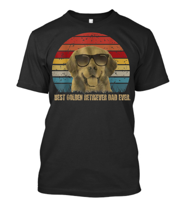 Best Golden Retriever Dad Ever Vintage Sunset Dog Daddy T-Shirt