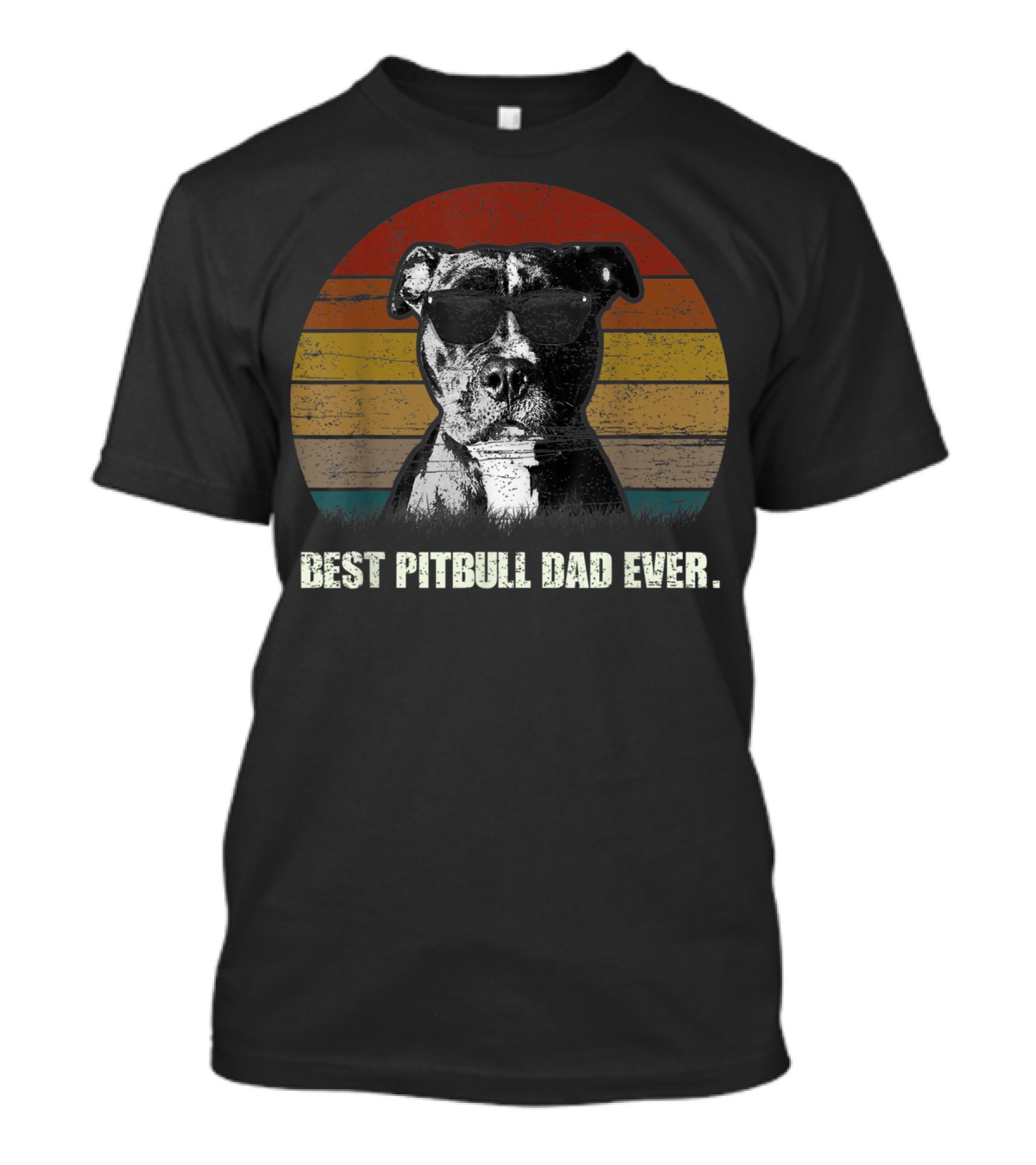 Best Pitbull Dad Ever Vintage Retro Sunglasses Pup T-Shirt