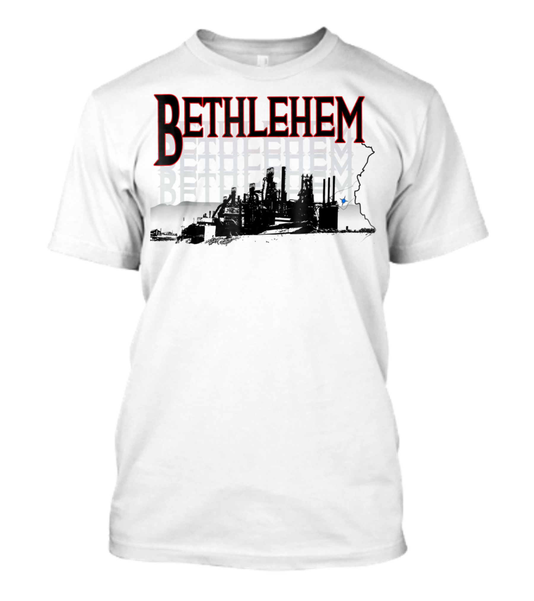 Bethlehem Pennsylvania PA Steel Stacks Industrial Skyline T-Shirt