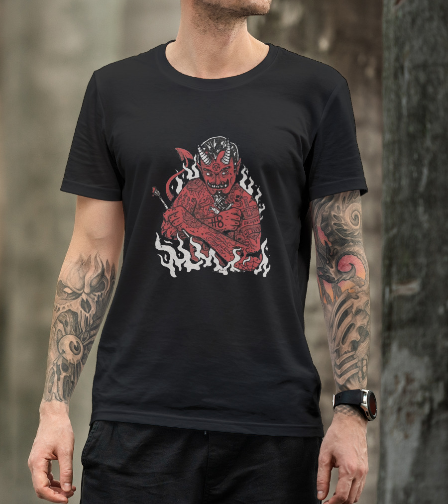 Apply This Mischievous Tattooed Devil Image To All Existing T-Shirt