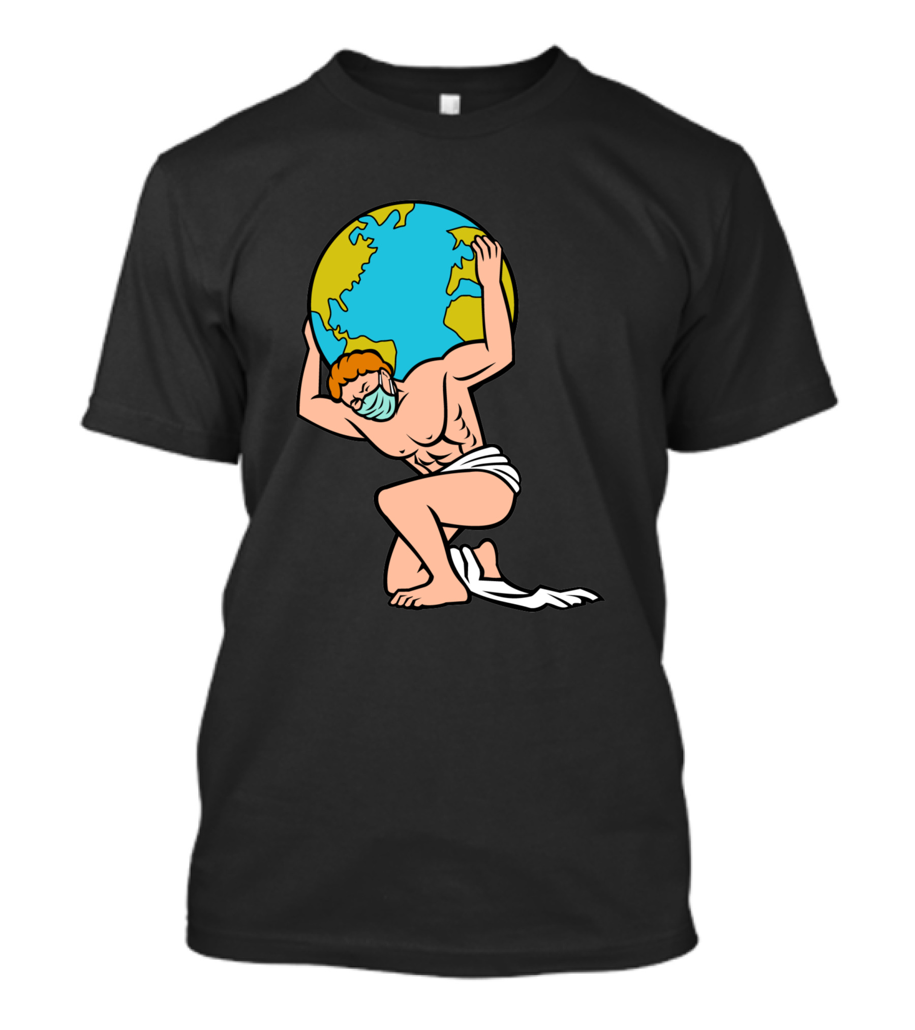 Atlas With Surgical Mask Lifting The World T-Shirt