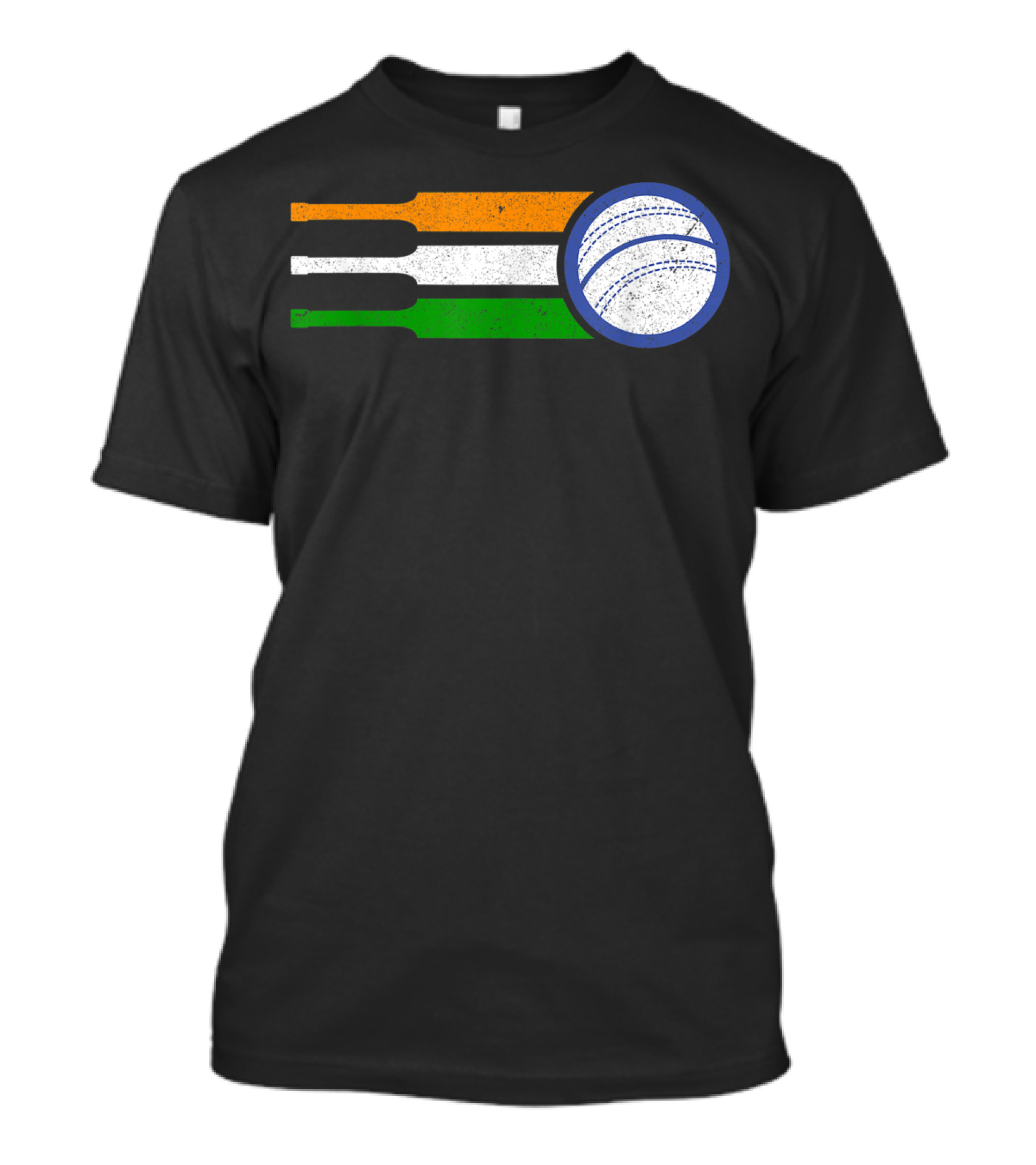 India Cricket Team Indian Flag Colors Fan Cricket Ball T-Shirt