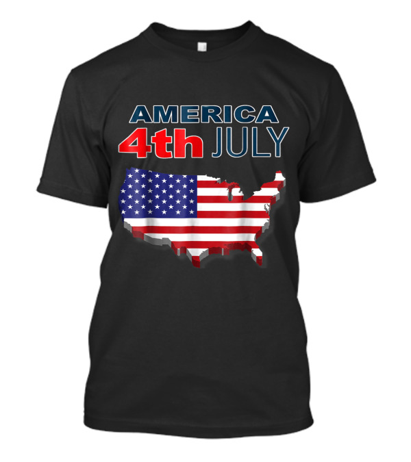 America 4th Of July US Flag Map T-Shirt