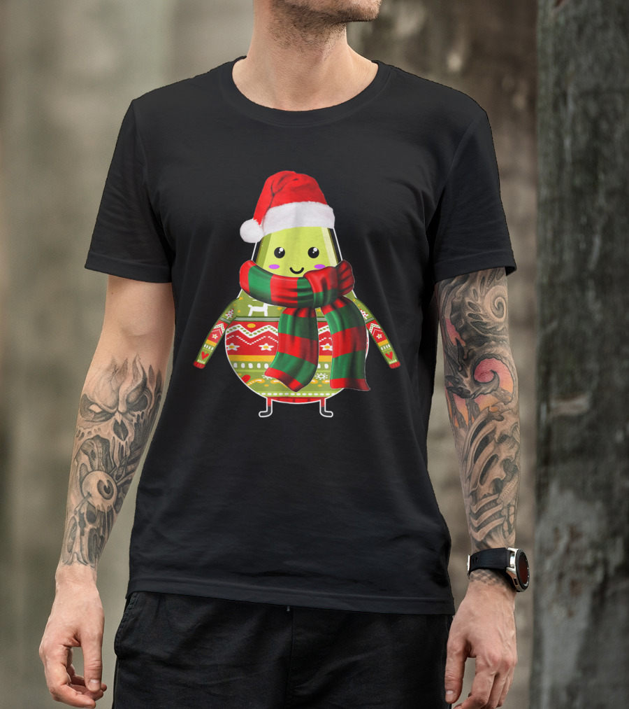 Avocado Ugly Christmas Cool Fruit Lover Santa Hat Holiday T-Shirt