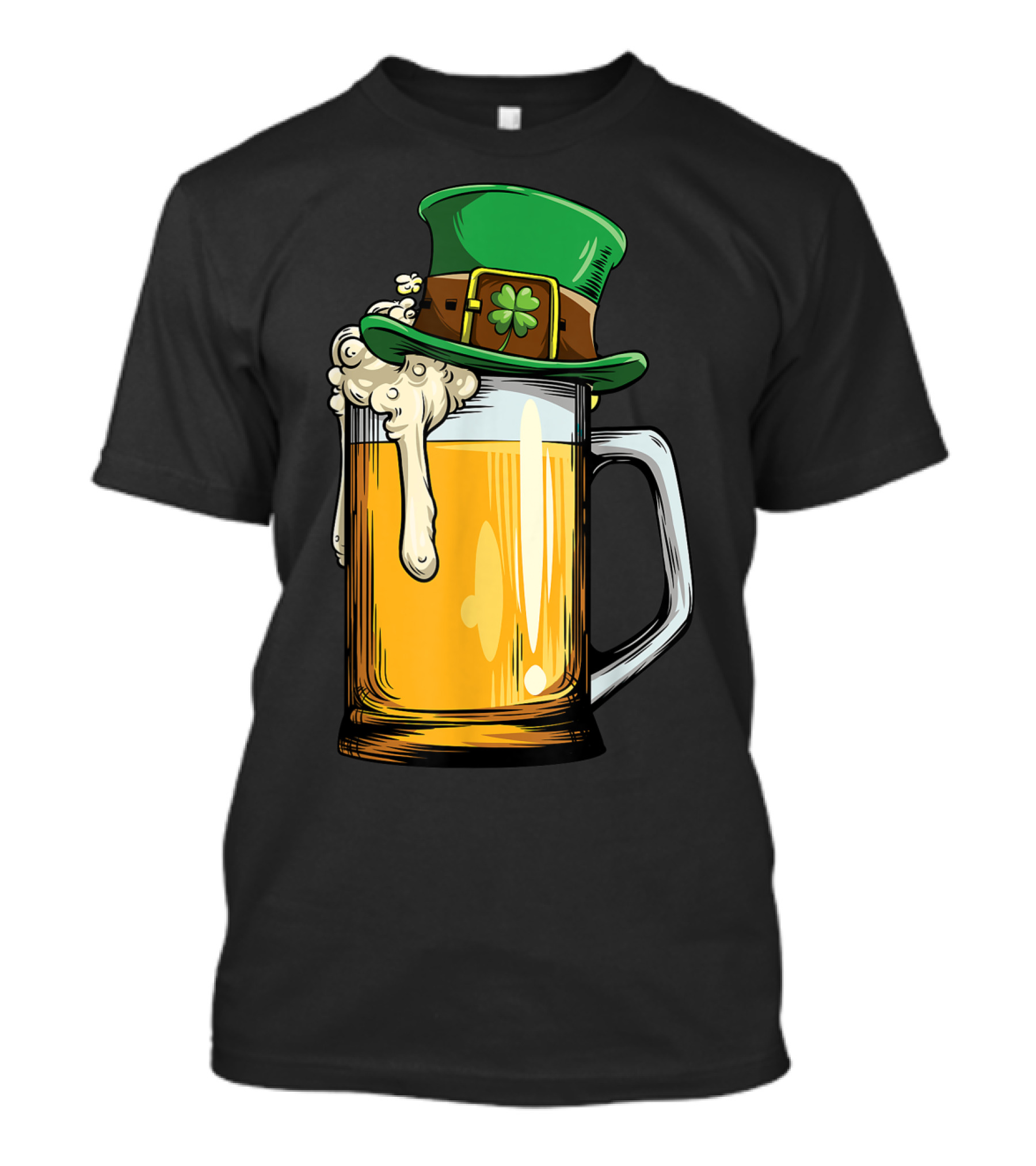 Beer Leprechaun St Patricks Day Drinking15 Mug With Foam Overflowing And Green Hat T-Shirt