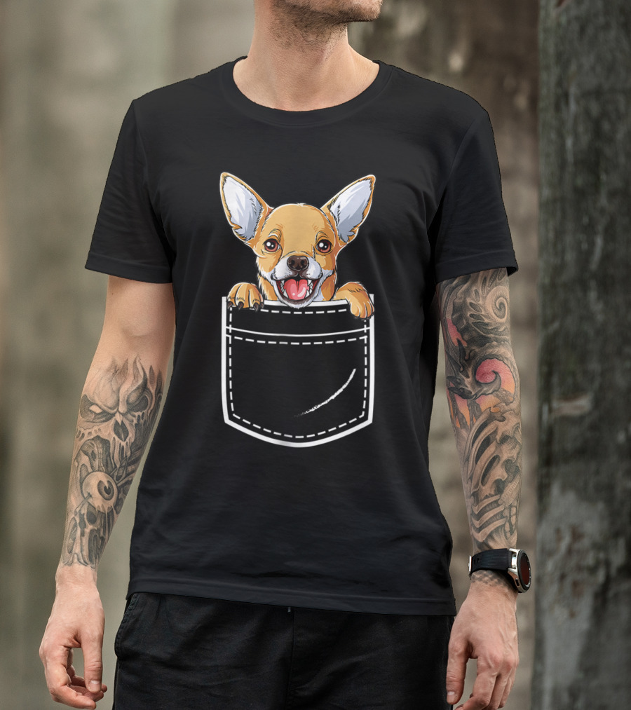 Chihuahua Dog Puppy In Your Front Pocket Women3 T-Shirt