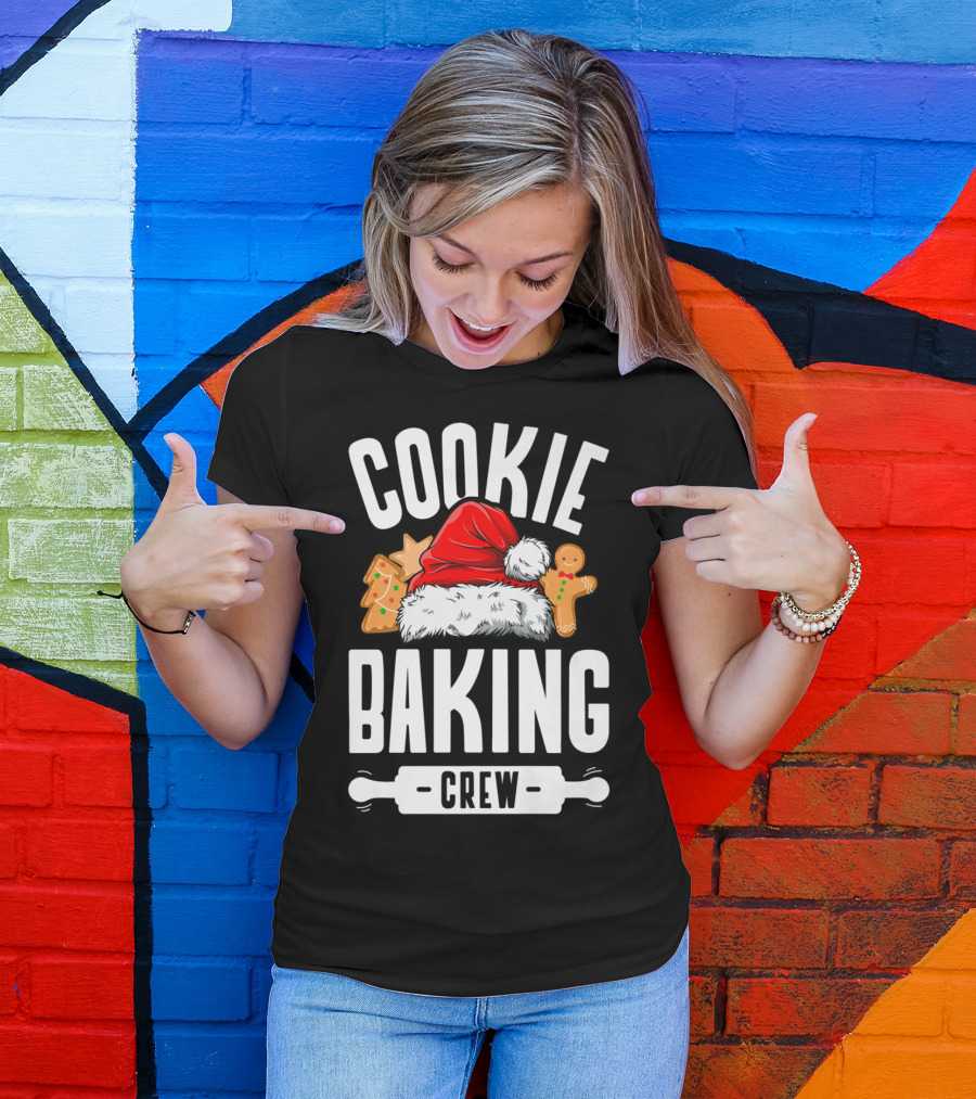 Cookie Baking Crew Christmas Family Gingerbread Team Santa Hat T-Shirt