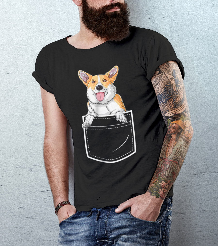 Corgi Puppy In Your Front Pocket For Men T-Shirt