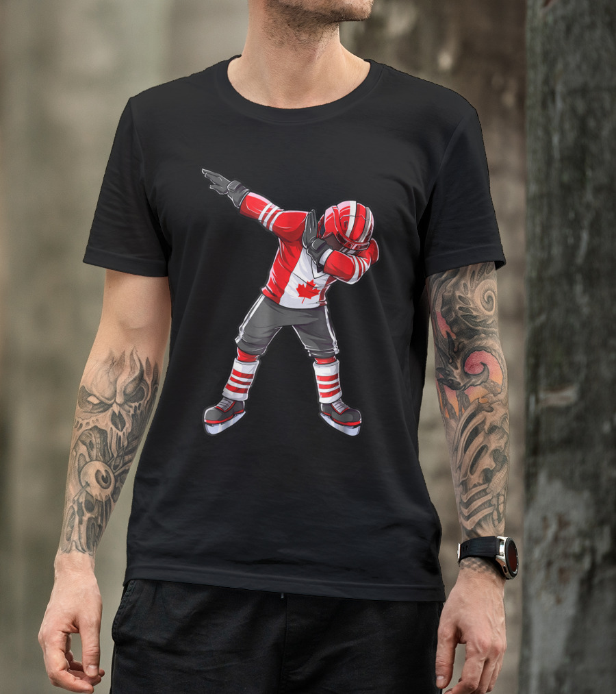 Dabbing Canada Flag Hockey Squad Boys Men Ice2 T-Shirt