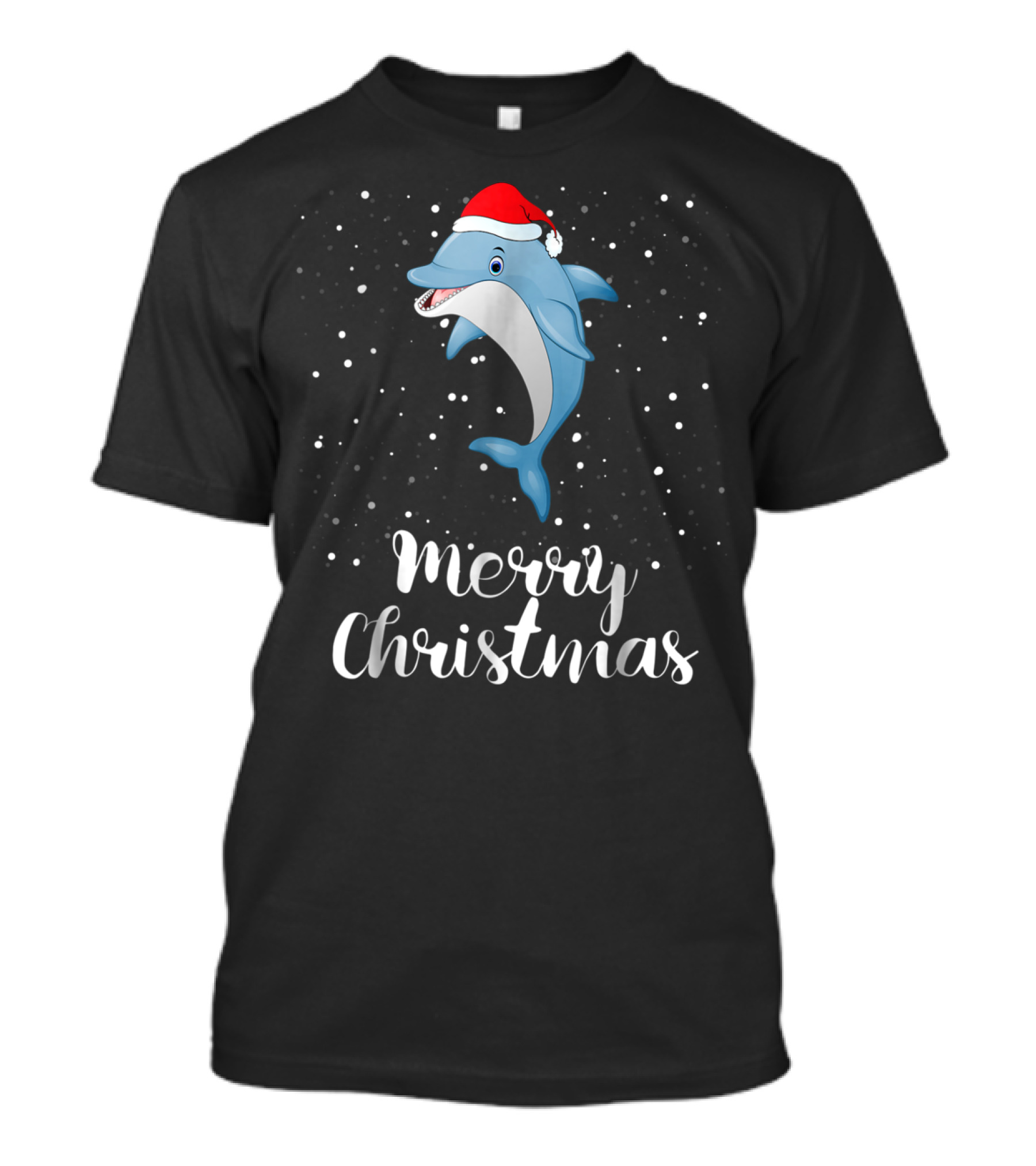 Merry Christmas Dolphin Santa Hat Family Matching Group T-Shirt