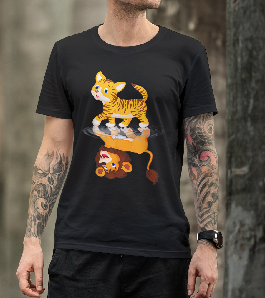 Funny Cat Lover Bengal Cat Reflection As Bengal Tiger T-Shirt