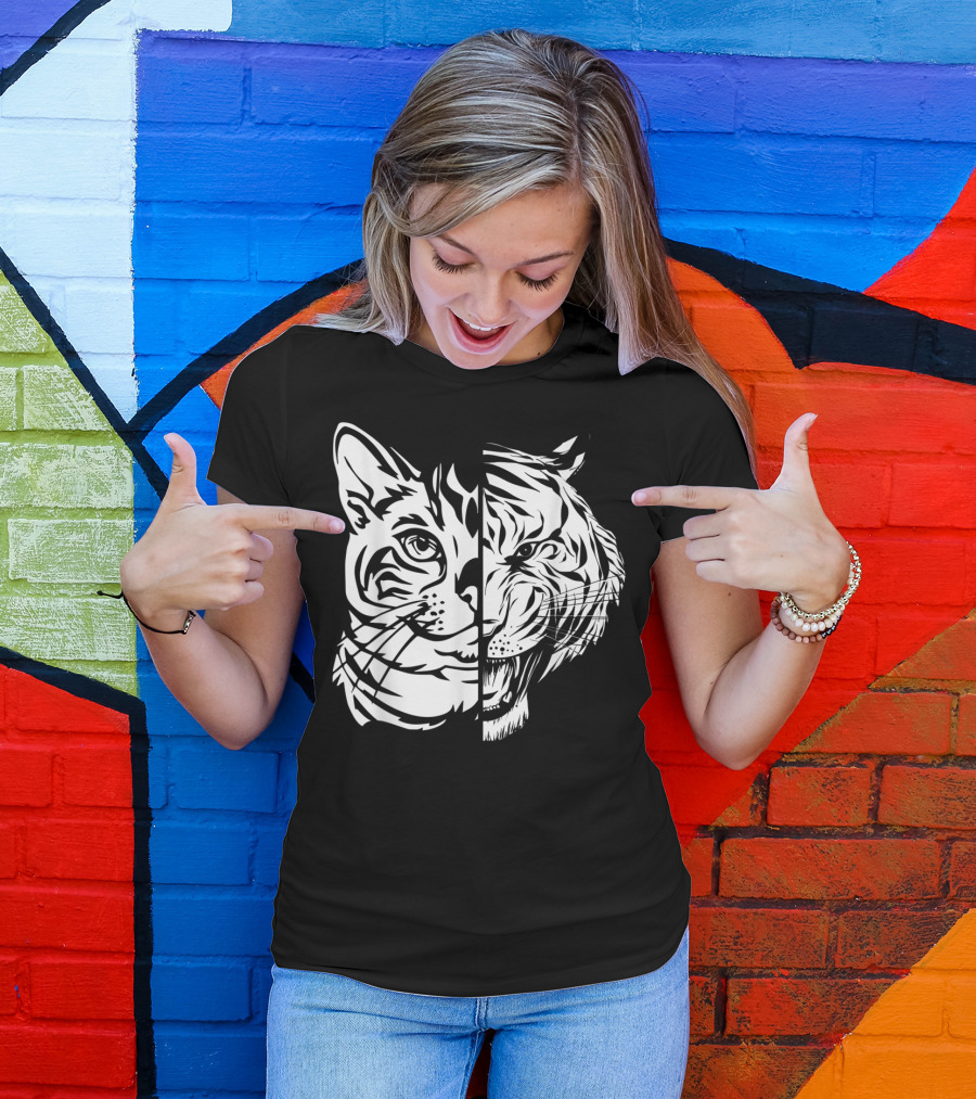 Funny Cat Lover Bengal Cat Shadow Bengal Tiger Fusion T-Shirt