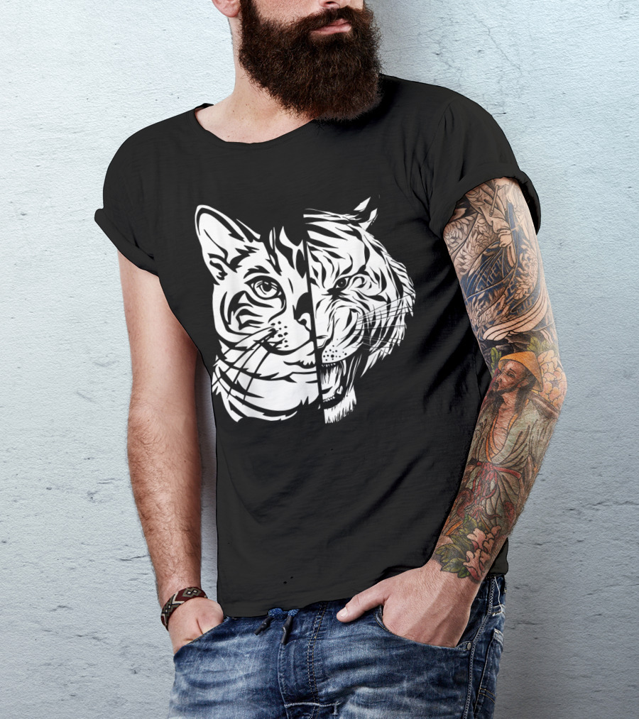 Funny Cat Lover Bengal Cat Shadow Bengal Tiger Fusion T-Shirt