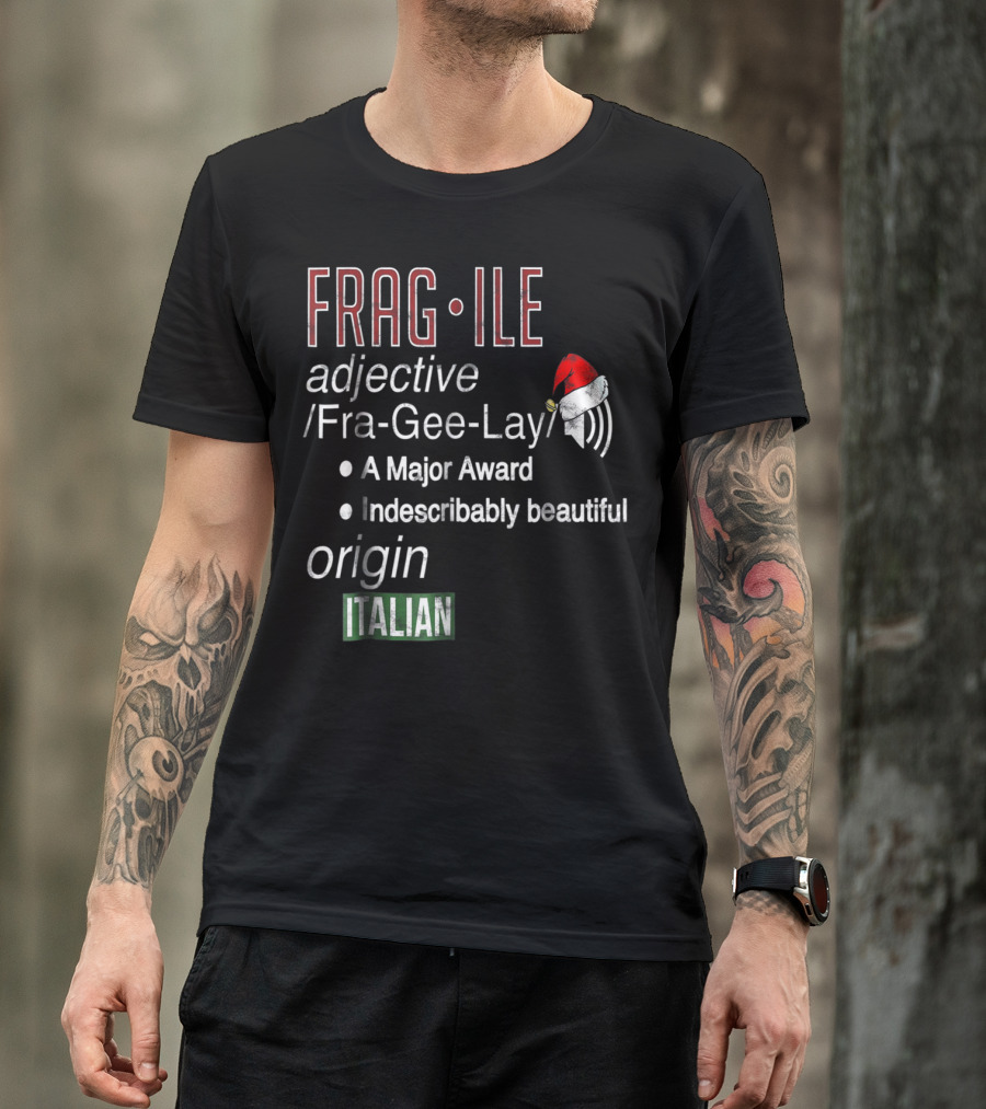 Fragile Fra Gee Lay Italian Major Award Indescribably Beautiful Christmas Santa Hat T-Shirt