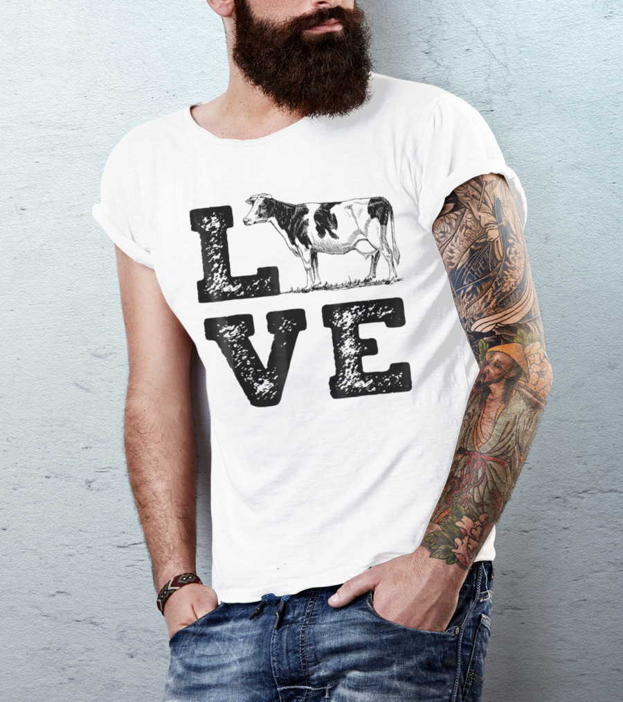 LOVE Cows Cow Lovers Farm Girls Women Farmer T-Shirt