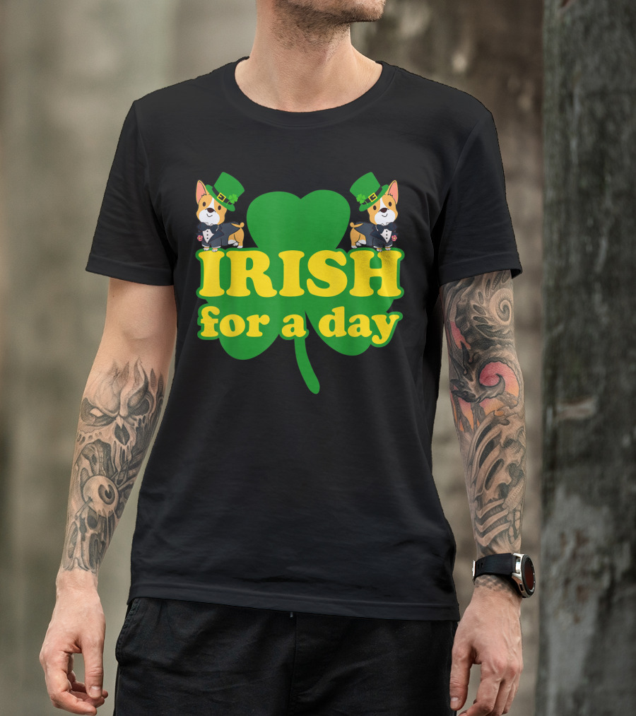 Irish For A Day Shamrock Pembroke Welsh Corgi T-Shirt