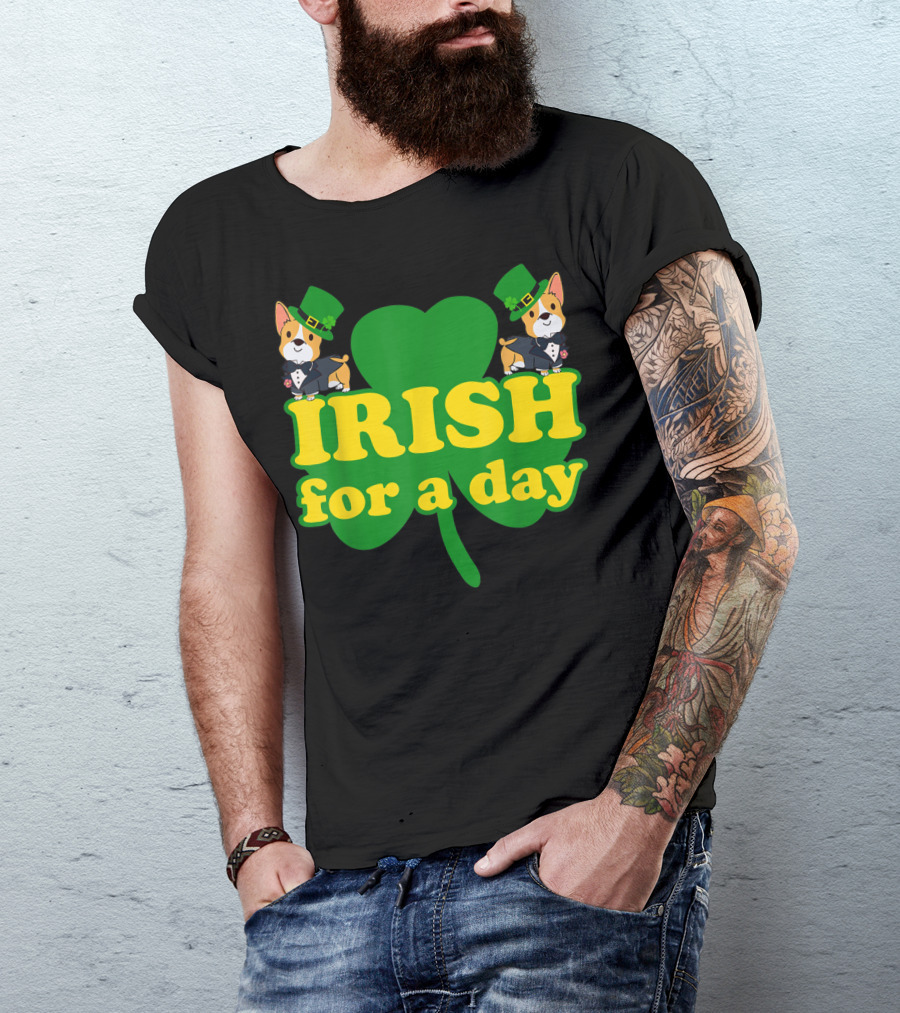 Irish For A Day Shamrock Pembroke Welsh Corgi T-Shirt