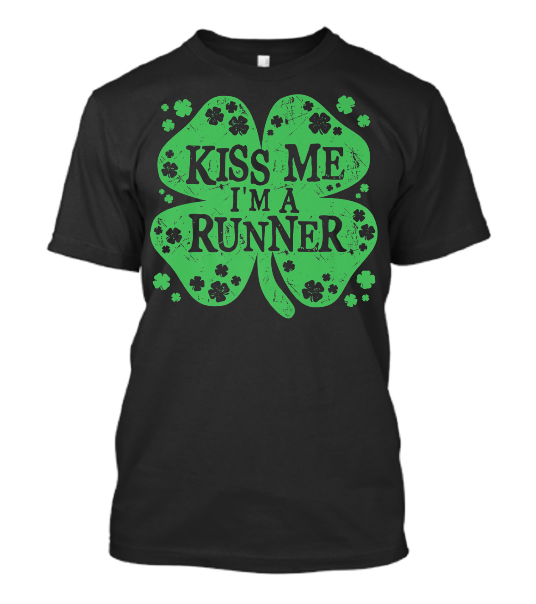 Kiss Me I'm A Runner Four Leaf Clover Shamrock St Patrick's Day T-Shirt