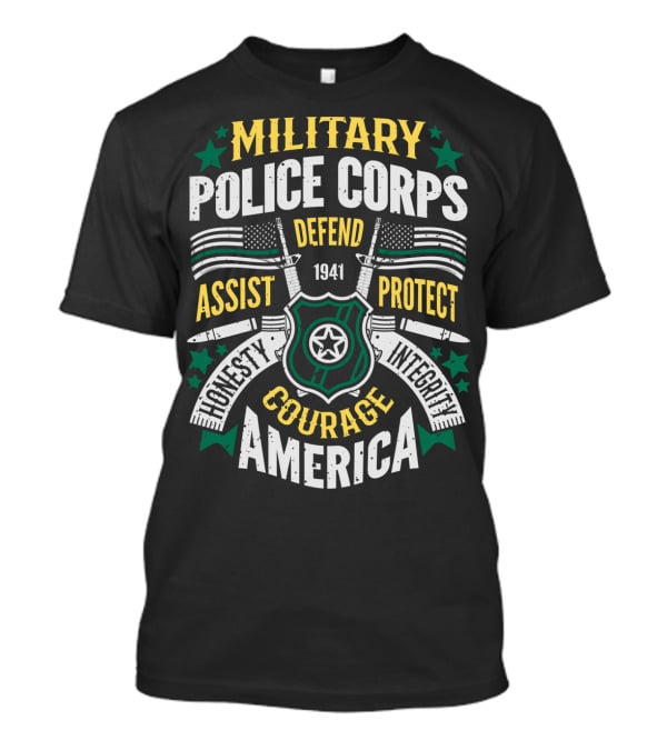 Military Police Corps Defend Assist Protect Honesty Courage Integrity America 1941 T-Shirt