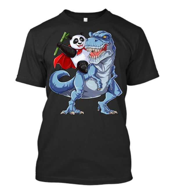 Panda Riding Dinosaur Rex Funny Pandas Bear 3 T-Shirt