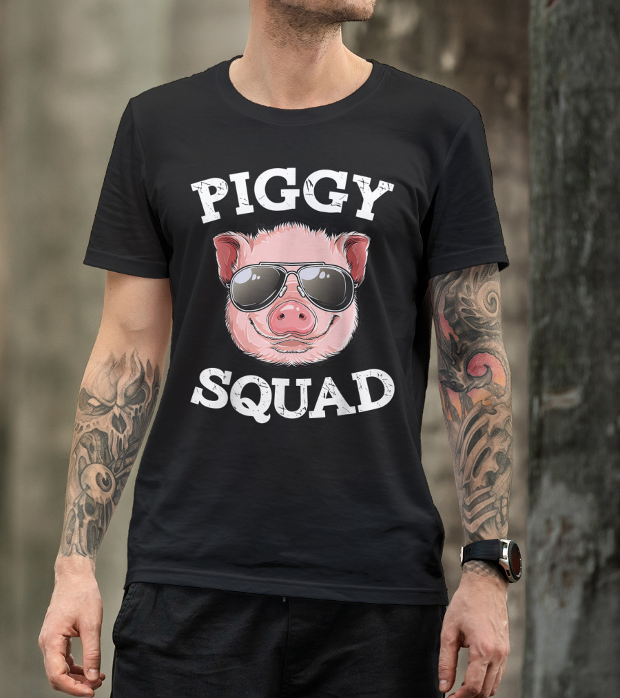Piggy Squad Pig Lovers Farming Farmer Girls Sunglasses T-Shirt