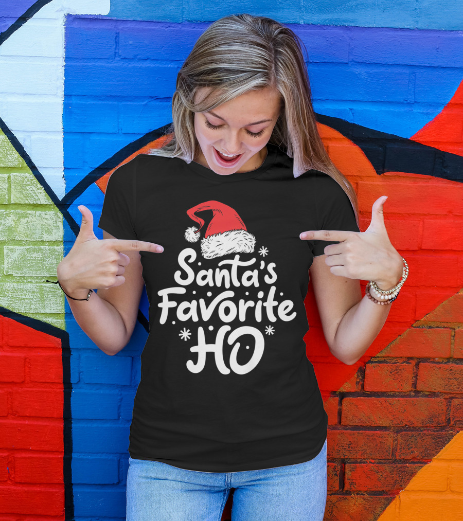 Santa's Favorite Ho Christmas Women Santa Hat T-Shirt
