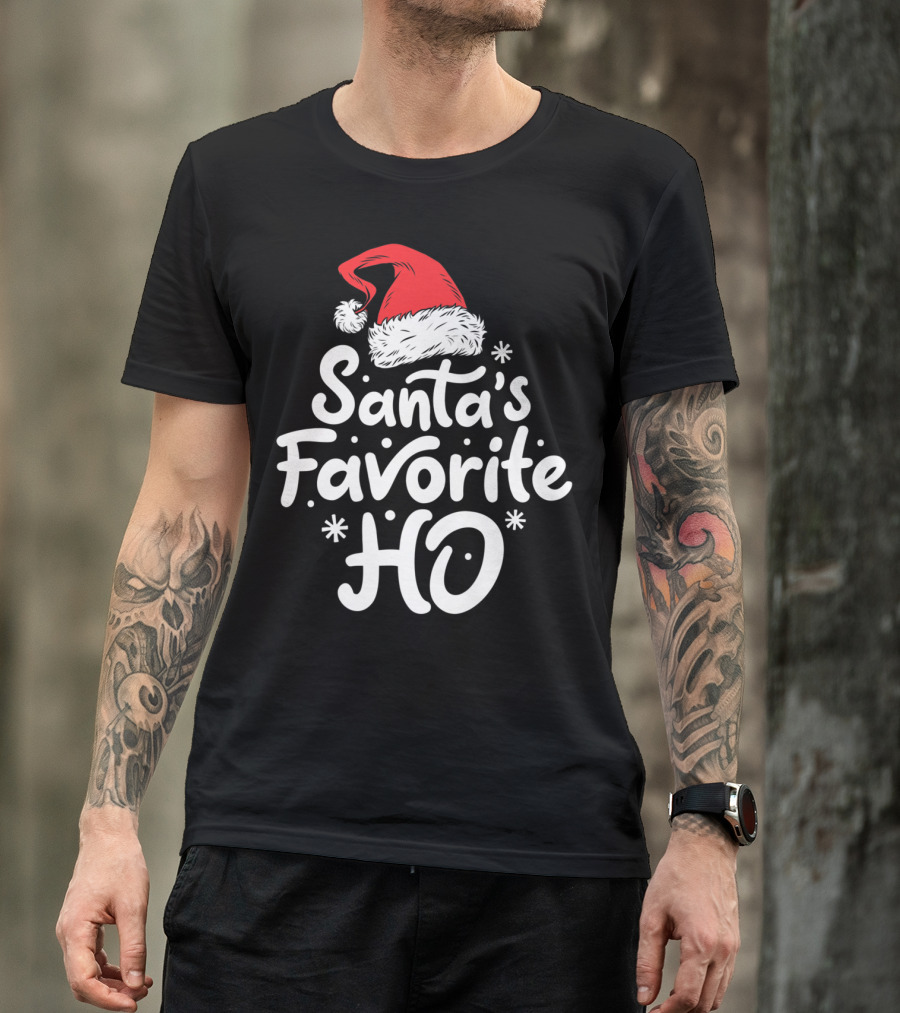 Santa's Favorite Ho Christmas Women Santa Hat T-Shirt
