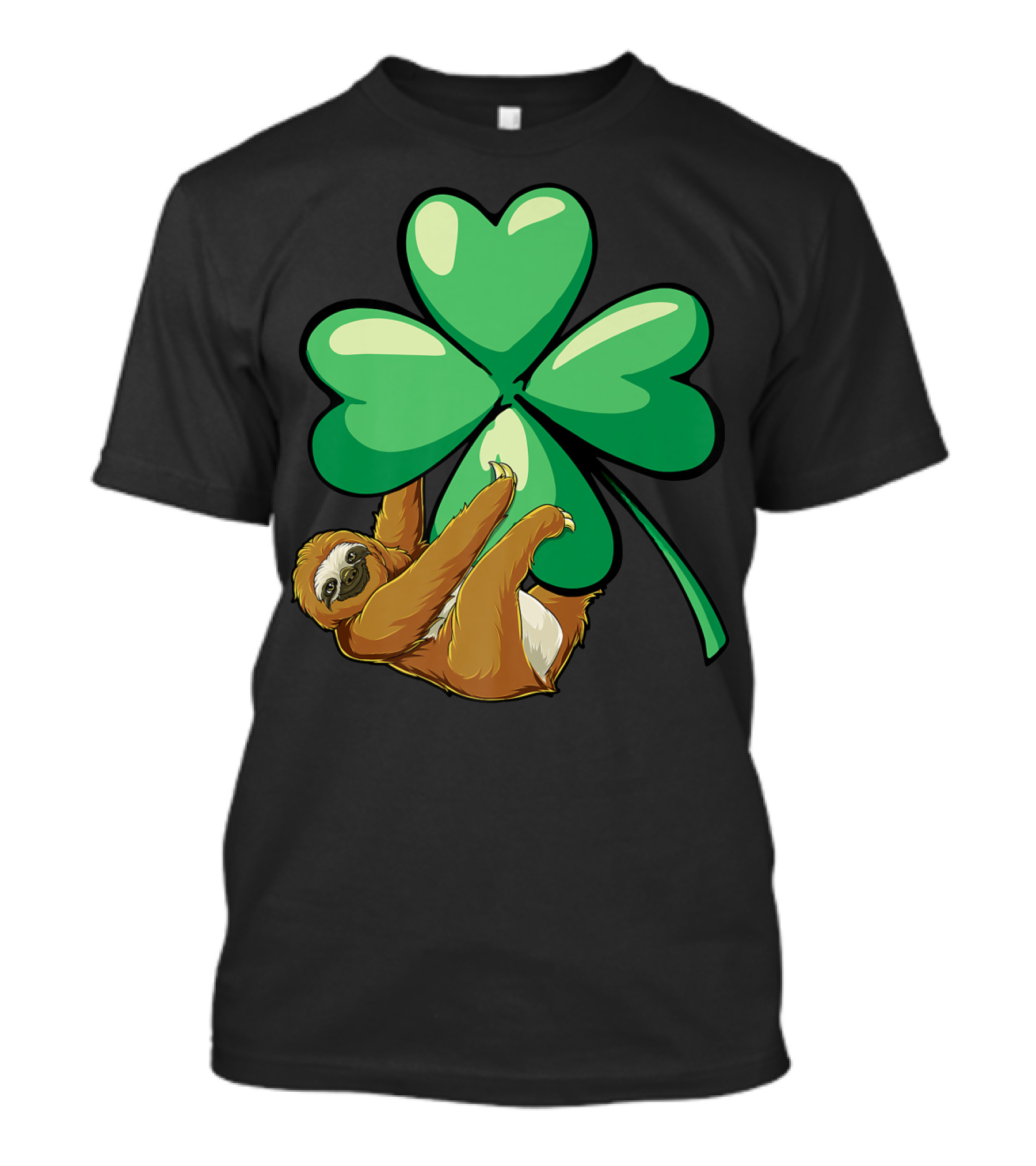 Sloth Hugging Shamrock St Patricks Day Women Girls Lucky Charm T-Shirt