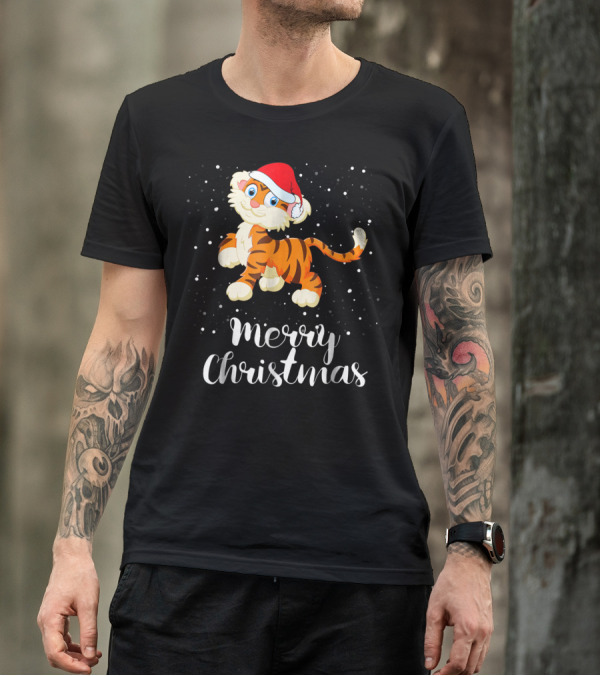 Merry Christmas Tiger Funny Christmas Matching Family Group T-Shirt