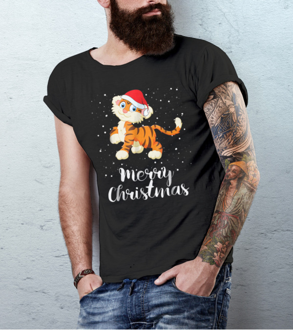 Merry Christmas Tiger Funny Christmas Matching Family Group T-Shirt