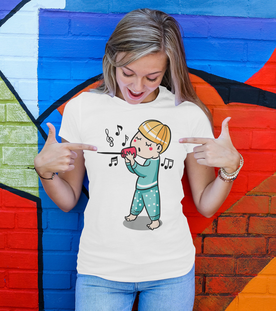 Valentines Couples Boy Her Him Girls Singing Music Notes T-Shirt