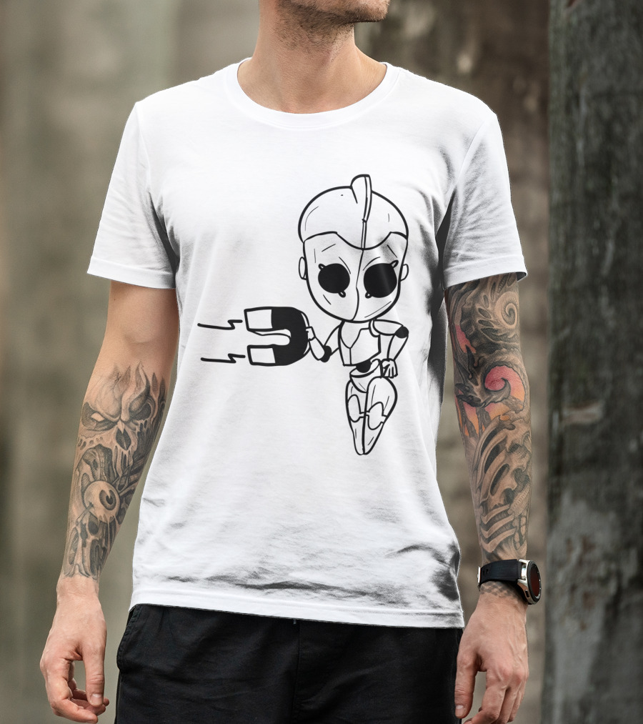Valentines Couples Girl Her Him Girls Magnet Robot T-Shirt