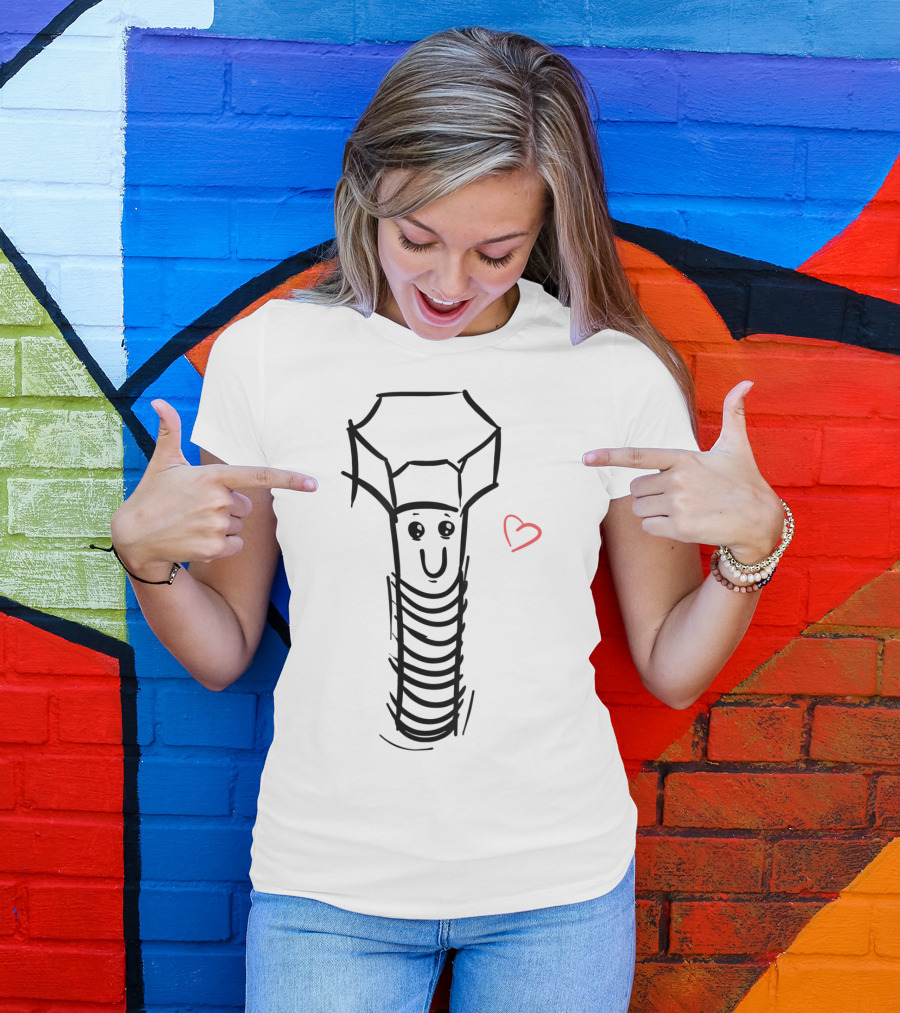 Valentines Day Heart Smiling Screw For Her Him Girls Boys T-Shirt