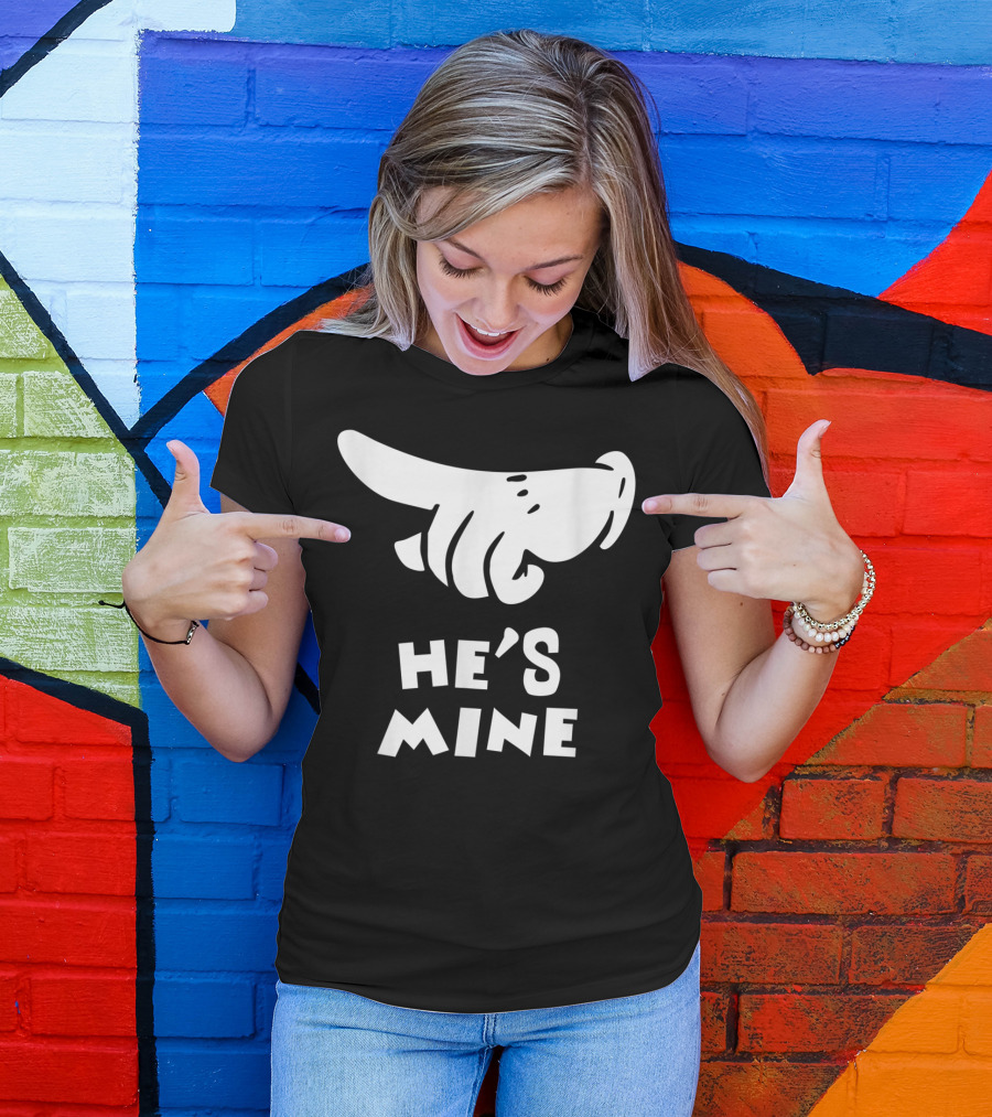 Valentines Day He's Mine Couples Hand Design 15 T-Shirt