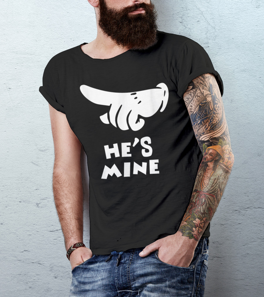 Valentines Day He's Mine Couples Hand Design 15 T-Shirt
