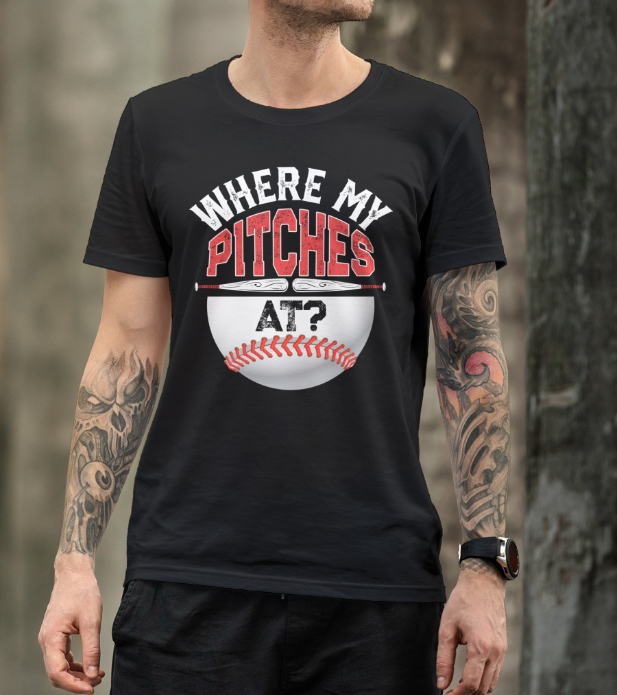 Where My Pitches At Baseball Kids11 Baseball T-Shirt